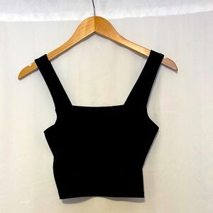 American Eagle Cropped Rib Tank Black Y2K Square Neck size Small‎